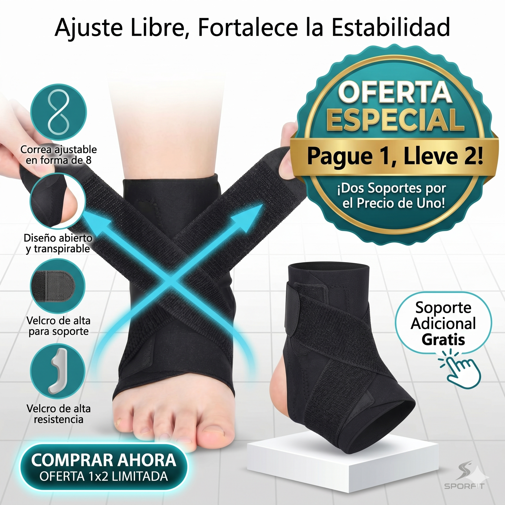 2x1 Tobillera deportiva de compresion