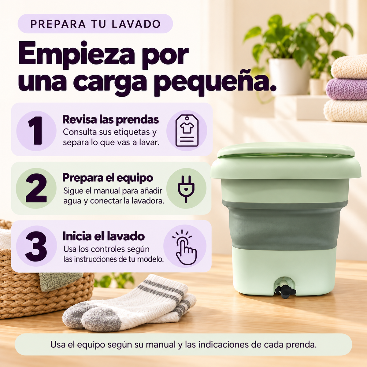 Mini Lavadora Portatil Plegable